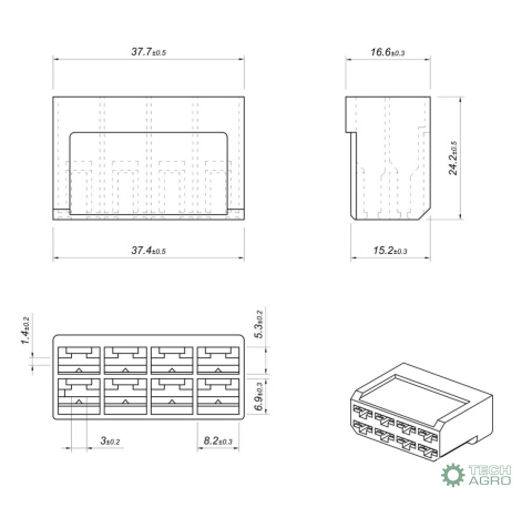 Obudowa konektorowa ONP MC 6,3 V2 8P ( sprzedawana po 10 szt) ELMOT widoczna cena za 1 sztukę Obudowa konektorowa ONP MC 6,3 V2 8P ( sprzedawana po 10 szt) ELMOT widoczna cena za 1 sztukę