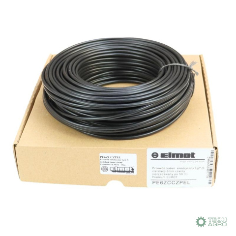 Przewód kabel elektryczny LgY-S instalacji 6mm czarny (sprzedawany po 50 m) Premium ELMOT Przewód kabel elektryczny LgY-S instalacji 6mm czarny (sprzedawany po 50 m) Premium ELMOT