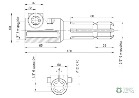 Redukcja wałka WOM adapter na śrubę 1 1/8" 6 wpustów na wałek 1 3/8" 6 wpustów MORGA Redukcja wałka WOM adapter na śrubę 1 1/8" 6 wpustów na wałek 1 3/8" 6 wpustów MORGA