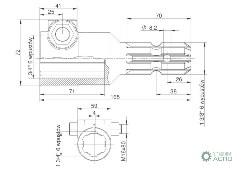 Redukcja wałka WOM adapter na śrubę 1 3/4" 6 wpustów na wałek 1 3/8" 6 wpustów MORGA Redukcja wałka WOM adapter na śrubę 1 3/4" 6 wpustów na wałek 1 3/8" 6 wpustów MORGA