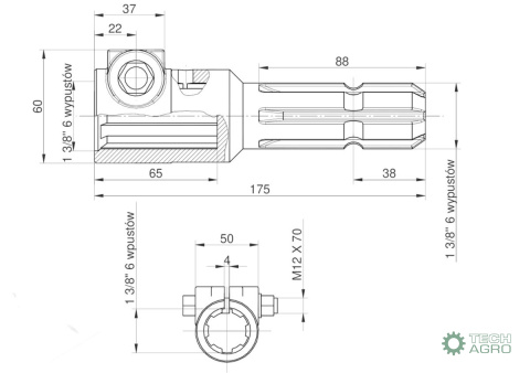 Redukcja wałka WOM adapter na śrubę 1 3/8" 6 wpustów na wałek 1 3/8" 6 wpustów MORGA Redukcja wałka WOM adapter na śrubę 1 3/8" 6 wpustów na wałek 1 3/8" 6 wpustów MORGA