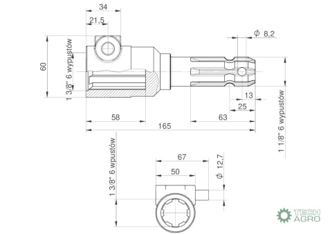 Redukcja wałka WOM adapter na trzpień 1 3/8" 6 wpustów na wałek 1 1/8" 6 wpustów MORGA Redukcja wałka WOM adapter na trzpień 1 3/8" 6 wpustów na wałek 1 1/8" 6 wpustów MORGA