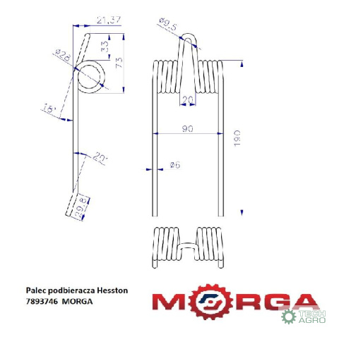 Palec podbieracza Hesston 7893746 malowany proszkowo MORGA Palec podbieracza Hesston 7893746 malowany proszkowo MORGA