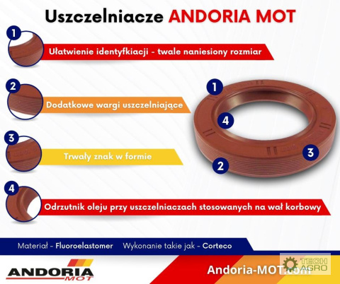 Pierścień uszczelniający simmering wału korbowego przedni Fluoroelastomer C-330 60x85x10 ANDORIA Pierścień uszczelniający simmering wału korbowego przedni Fluoroelastomer C-330 60x85x10 ANDORIA