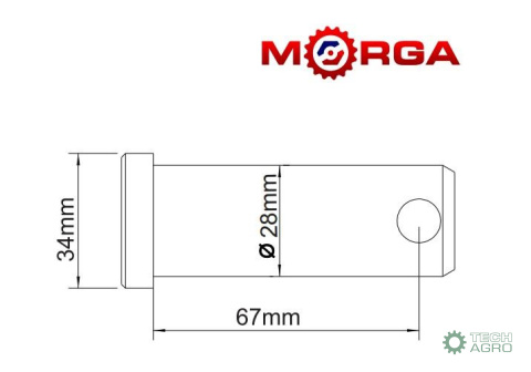 Sworzeń mocowania jarzma 80453072 ZTS, Ursus C-385 hartowany MORGA Sworzeń mocowania jarzma 80453072 ZTS, Ursus C-385 hartowany MORGA