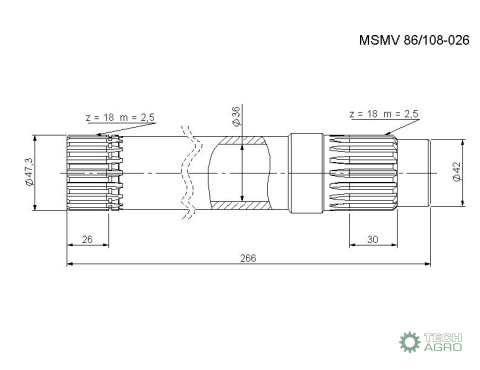 Wał napędu sprzęgła Z-18 hartowany C-385 ANDORIA - MOT Wał napędu sprzęgła Z-18 hartowany C-385 ANDORIA - MOT