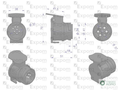 Adapter z 13-pin na 7-pin EXPOM KWIDZYN eu Adapter z 13-pin na 7-pin EXPOM KWIDZYN eu