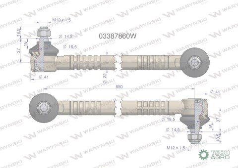 Drążek kierowniczy 03387860 WARYŃSKI Drążek kierowniczy 03387860 WARYŃSKI