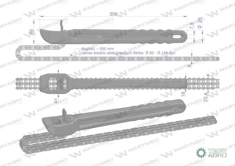 Klucz łańcuchowy do filtrów -140mm Wary ński Klucz łańcuchowy do filtrów -140mm Wary ński