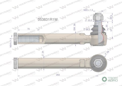 PRZEGUB KIER.263MM M24X1.5 WARYŃSKI PRZEGUB KIER.263MM M24X1.5 WARYŃSKI