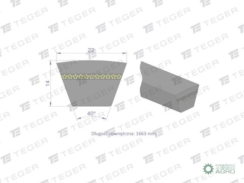 Pas klinowy Hard-Belt (T-629214.0) AP1002317 do CLAAS 629214.0 TEGER Pas klinowy Hard-Belt (T-629214.0) AP1002317 do CLAAS 629214.0 TEGER
