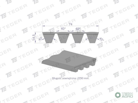 Pas klinowy Hard-Belt (T-644404.0) AP1003354 do CLAAS 644404.0 TEGER Pas klinowy Hard-Belt (T-644404.0) AP1003354 do CLAAS 644404.0 TEGER