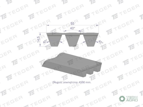Pas klinowy Hard-Belt (T-653060.0) AP1003653 do CLAAS 653060.0 TEGER Pas klinowy Hard-Belt (T-653060.0) AP1003653 do CLAAS 653060.0 TEGER
