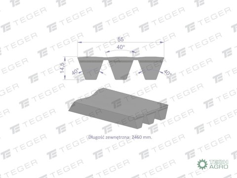 Pas klinowy Hard-Belt (T-671012.0) AP1003631 do CLAAS 671012.0 TEGER Pas klinowy Hard-Belt (T-671012.0) AP1003631 do CLAAS 671012.0 TEGER