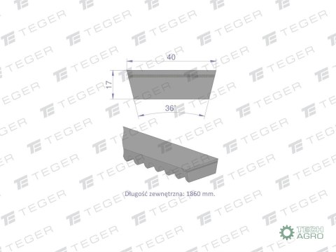Pas klinowy Hard-Belt (T-751112.0) AP1001161 do CLAAS 751112.0 TEGER Pas klinowy Hard-Belt (T-751112.0) AP1001161 do CLAAS 751112.0 TEGER