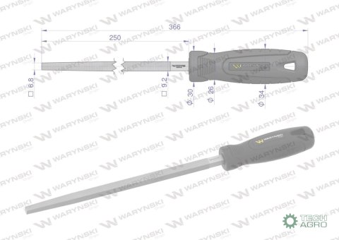 Pilnik kwadratowy 250 mm Waryński Pilnik kwadratowy 250 mm Waryński