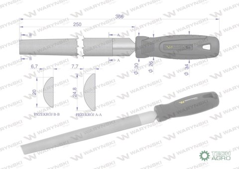 Pilnik półokrągły 250 mm Waryński Pilnik półokrągły 250 mm Waryński