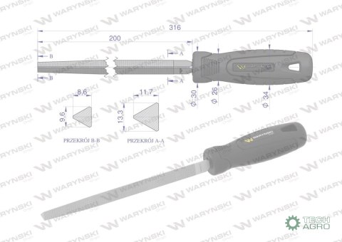 Pilnik trójkątny 200 mm Waryński Pilnik trójkątny 200 mm Waryński