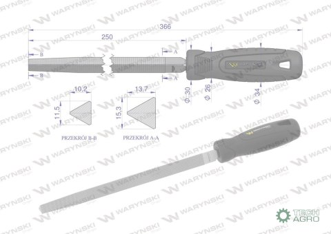 Pilnik trójkątny 250 mm Waryński Pilnik trójkątny 250 mm Waryński