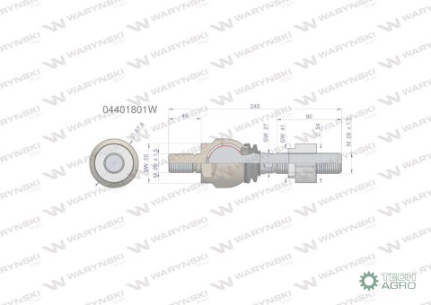 Przegub kierowniczy 240mm- M26x1,5; M28x1,5 04401801 WARYŃSKI Przegub kierowniczy 240mm- M26x1,5; M28x1,5 04401801 WARYŃSKI