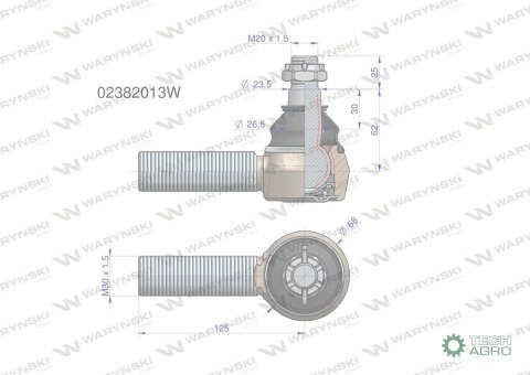 Przegub kierowniczy M30x1.5 02382013 WARYŃSKI Przegub kierowniczy M30x1.5 02382013 WARYŃSKI