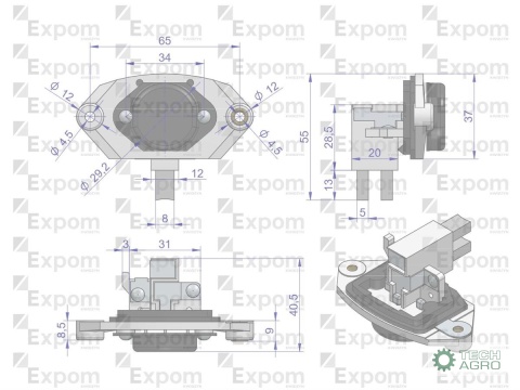 Regulator napięcia zeszczotkotrzymaczem alternatora 0120484011EX Nowy Typ EXPOM KWIDZYN eu