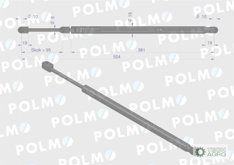 Siłownik drzwi L max. 504mm 04373760P DEUTZ POLMO Siłownik drzwi L max. 504mm 04373760P DEUTZ POLMO