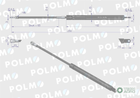 Siłownik szyberdachu L max. 250mm 3221572R0P CASE IH POLMO Siłownik szyberdachu L max. 250mm 3221572R0P CASE IH POLMO