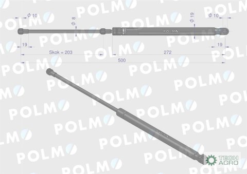 Siłownik szyby przedniej L max. 500mm AL78986P JOHN DEERE POLMO Siłownik szyby przedniej L max. 500mm AL78986P JOHN DEERE POLMO