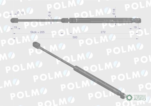 Siłownik szyby przedniej L max. 506mm CA592285P FENDT POLMO Siłownik szyby przedniej L max. 506mm CA592285P FENDT POLMO