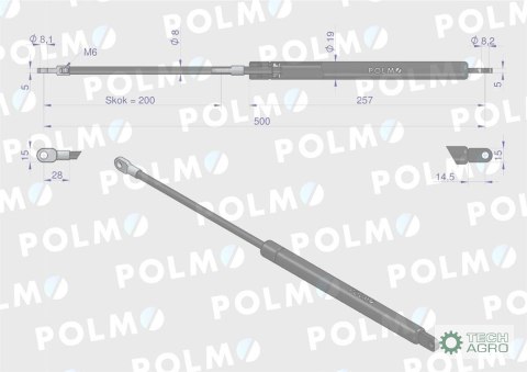 Siłownik szyby tylnej L max. 500mm CA287598P MASSEY FERGUSON MAUSER MERCEDES BENZ POLMO Siłownik szyby tylnej L max. 500mm CA287598P MASSEY FERGUSON MAUSER MERCEDES BENZ POLMO