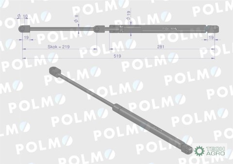 Siłownik szyby tylnej L max. 519mm 65419004 0.920.8140.3 SAME POLMO Siłownik szyby tylnej L max. 519mm 65419004 0.920.8140.3 SAME POLMO