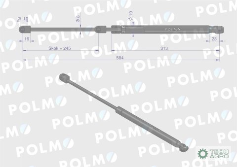 Siłownik szyby tylnej L max. 584mm 65421002 1-99-976-047 STEYR POLMO Siłownik szyby tylnej L max. 584mm 65421002 1-99-976-047 STEYR POLMO