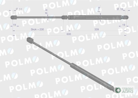 Siłownik szyby tylnej L max. 600mm CA575798P FENDT POLMO Siłownik szyby tylnej L max. 600mm CA575798P FENDT POLMO