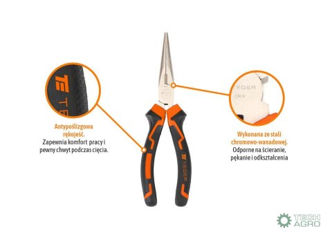 Szczypce wydłużone - proste 160 mm / TEGER Szczypce wydłużone - proste 160 mm / TEGER