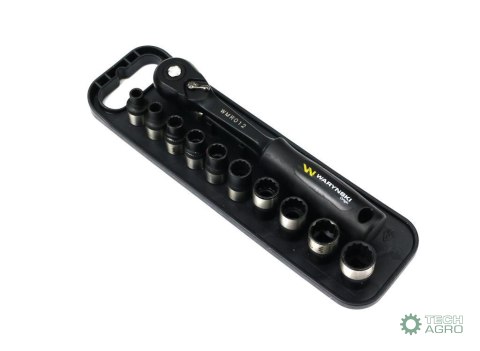 Zestaw 12 el. nasadki 3/8 przedłużka 12.5 cm grzechotka 9 10 11 13 14 Waryński Zestaw 12 el. nasadki 3/8 przedłużka 12.5 cm grzechotka 9 10 11 13 14 Waryński