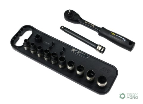Zestaw 12 el. nasadki 3/8 przedłużka 12.5 cm grzechotka 9 10 11 13 14 Waryński Zestaw 12 el. nasadki 3/8 przedłużka 12.5 cm grzechotka 9 10 11 13 14 Waryński