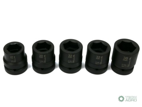 Zestaw nasadek udarowych 1" 5 cz. 27. 30. 32. 33. 36 mm ze stali CrMo DIN 3129 Waryński Zestaw nasadek udarowych 1" 5 cz. 27. 30. 32. 33. 36 mm ze stali CrMo DIN 3129 Waryński