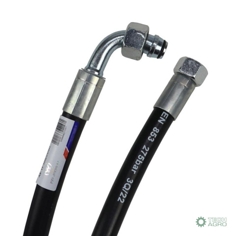 Przewód hydrauliczny 275 bar gwint M22x1,5 prosta - kolanko (DKOL - DKOL 90 stopni) L-500mm DN12-2SN (AK-13-500, P11P12) Przewód hydrauliczny 275 bar gwint M22x1,5 prosta - kolanko (DKOL - DKOL 90 stopni) L-500mm DN12-2SN (AK-13-500, P11P12)