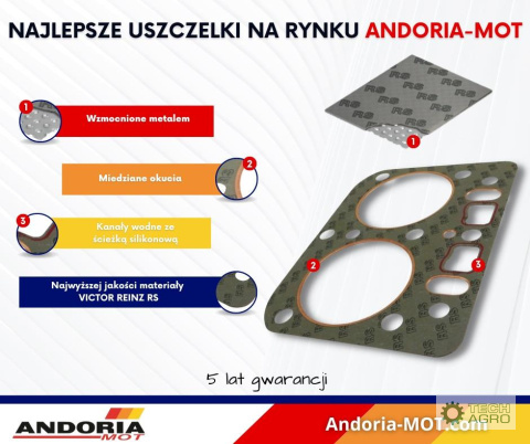 Komplet - zestaw uszczelek głowicy Ursus MF3 ANDORIA - MOT Komplet - zestaw uszczelek głowicy Ursus MF3 ANDORIA - MOT