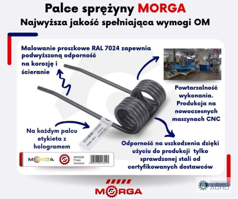 Palec zgrabiarki 395mm Samasz malowane proszkowo MORGA Palec zgrabiarki 395mm Samasz malowane proszkowo MORGA