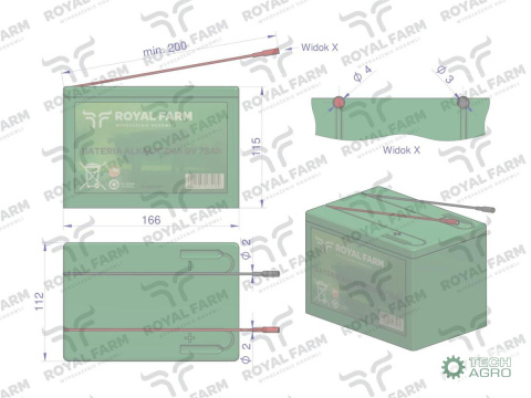 Bateria alkaliczna 75Ah 9V ROYAL FARM 201031002 Bateria alkaliczna 75Ah 9V ROYAL FARM 201031002