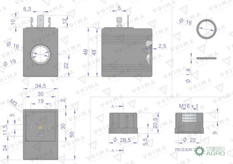 Cewka do rozdzielacza hydraulicznego 40L 12V VOIMA Cewka do rozdzielacza hydraulicznego 40L 12V VOIMA