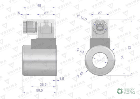 Cewka dzielnika elektrozaworu V-DVS-50L-3/8 V-DVS-50L-1/2 12V DC VOIMA Cewka dzielnika elektrozaworu V-DVS-50L-3/8 V-DVS-50L-1/2 12V DC VOIMA