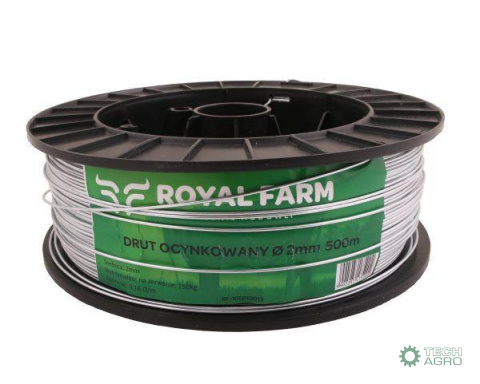 Drut (szpula) do pastucha ocynkowany fi 2.0 mm 500m ROYAL FARM RM-105010013 Drut (szpula) do pastucha ocynkowany fi 2.0 mm 500m ROYAL FARM RM-105010013