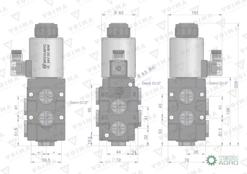 Dzielnik. zawór. elektrozawór kierunkowy elektromagnetyczny kontroli (SVV6/2-90L) (24V DC) 6/2 G1/2 80L VOIMA Dzielnik. zawór. elektrozawór kierunkowy elektromagnetyczny kontroli (SVV6/2-90L) (24V DC) 6/2 G1/2 80L VOIMA