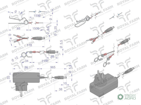 Elektryzator 1J bateryjno-sieciowy (uniwersalny) RF-1000 z zasilaczem ROYAL FARM Elektryzator 1J bateryjno-sieciowy (uniwersalny) RF-1000 z zasilaczem ROYAL FARM