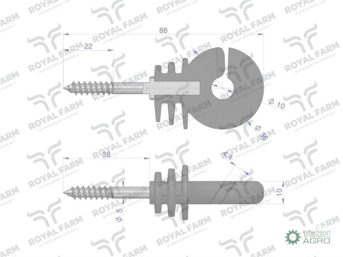 Izolator okrągły z wkrętem fi 5 do drewna (sprzedawane po 100 szt) ROYAL FARM 166844306 Izolator okrągły z wkrętem fi 5 do drewna (sprzedawane po 100 szt) ROYAL FARM 166844306