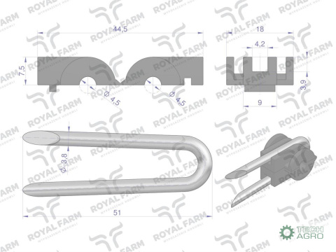 Izolator ze skobelkiem G60 ROYAL FARM (sprzedawane po 50 szt) Izolator ze skobelkiem G60 ROYAL FARM (sprzedawane po 50 szt)