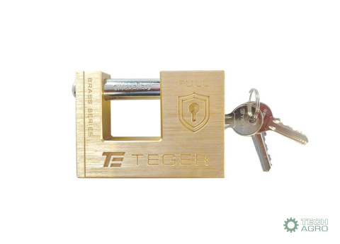 Kłódka antywłamaniowa - mosiężna / trzpieniowa 80mm - 3 klucze / TEGER